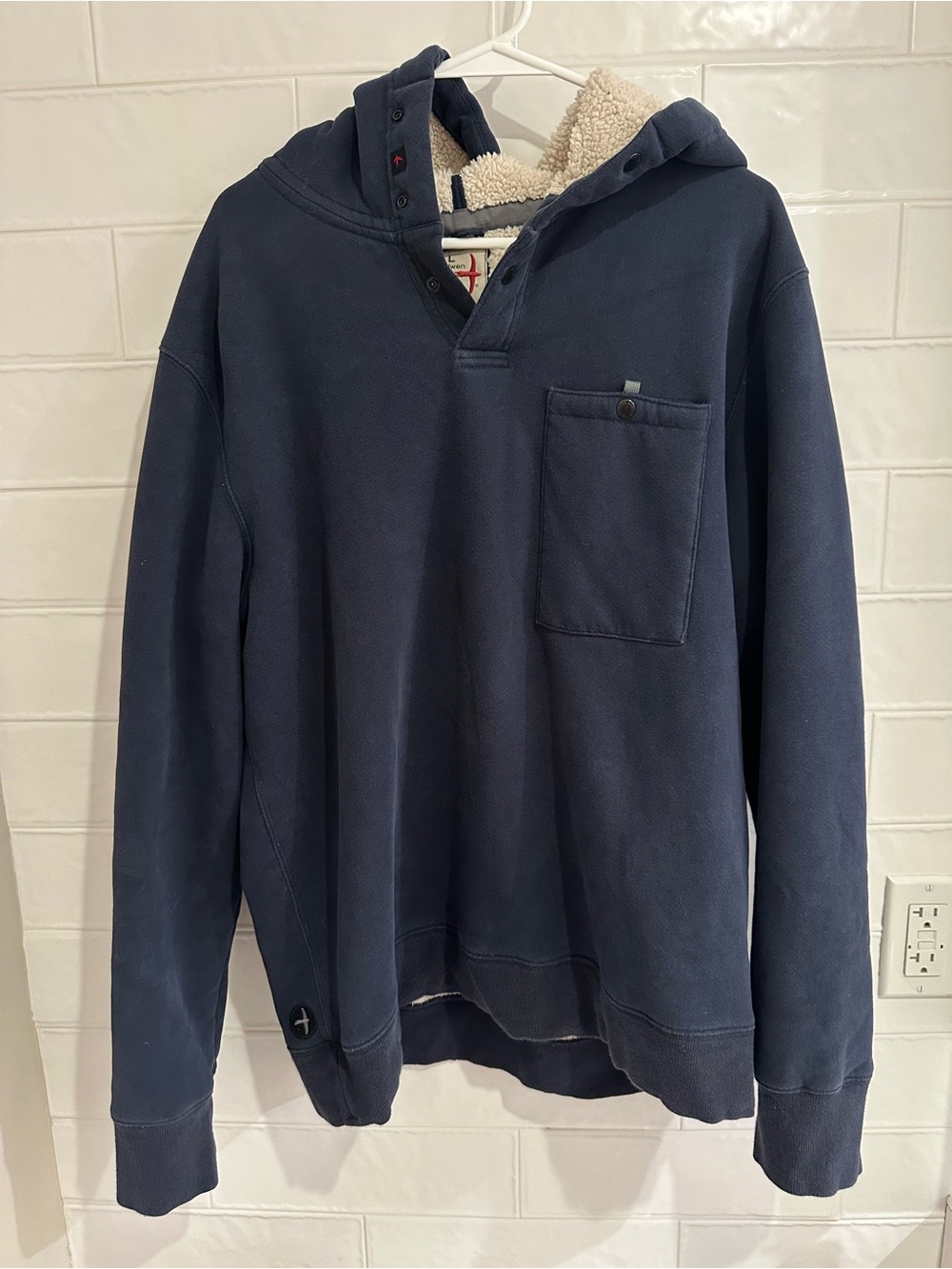 Relwen Superfleece Hoodie Navy Blue Sherpa Lined Hooded Sweatshirt Huckberry Lg